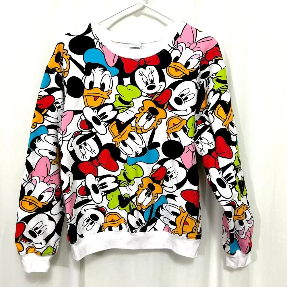 Disney Mickey and Friends All Over Print‎ Sweatshirt Juniors Size M (7-9)